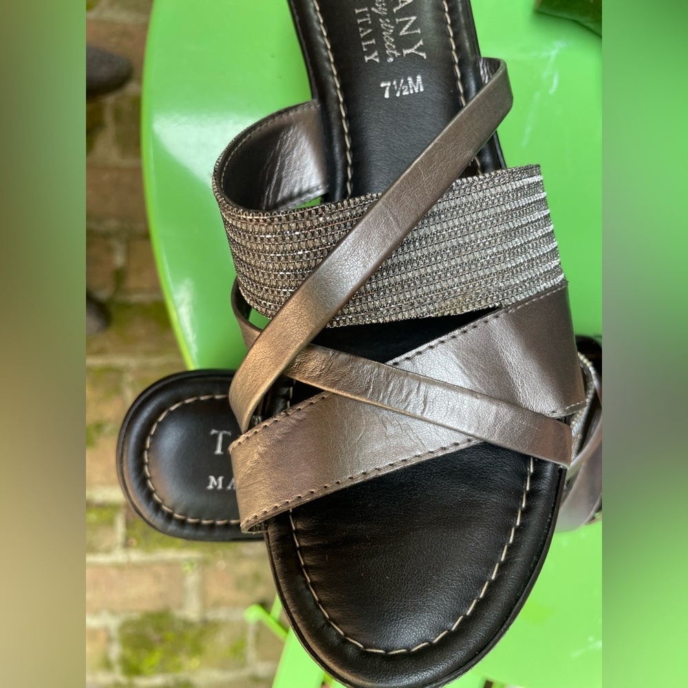TUSCANY Sandals silver wedges Size 7.5